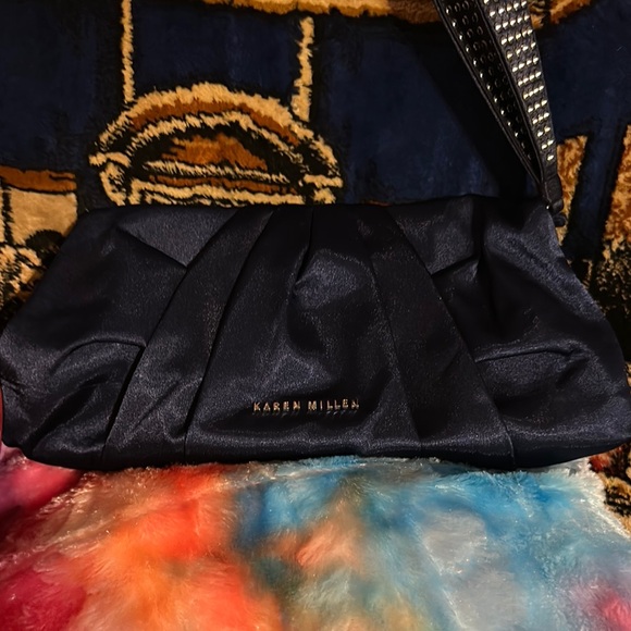 Karen Millen Blue Ruched Clutch - Picture 1 of 4